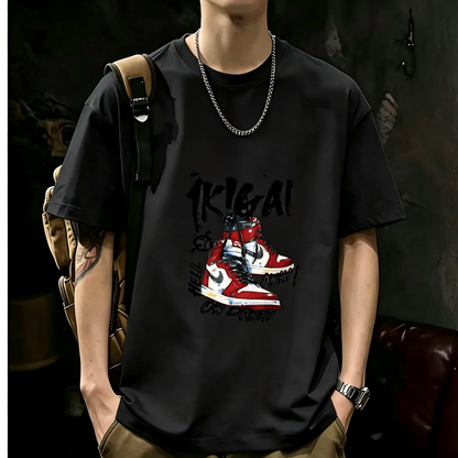Unisex Casual Short Sleeve | 200GSM Heavyweight Cotton Printed Crew Neck Tee 076