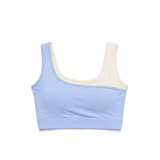 Color Block Yoga Bra for Women, Fixed One-Piece, High Stretch, Shock Absorption, Push Up, Dual Color U-Back Sports Bra