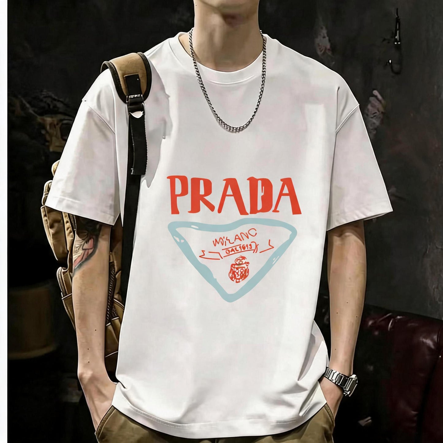 Unisex Casual Short Sleeve | 200GSM Heavyweight Cotton Printed Crew Neck Tee 047