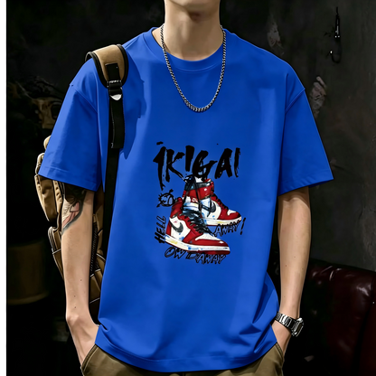 Unisex Casual Short Sleeve | 200GSM Heavyweight Cotton Printed Crew Neck Tee 076