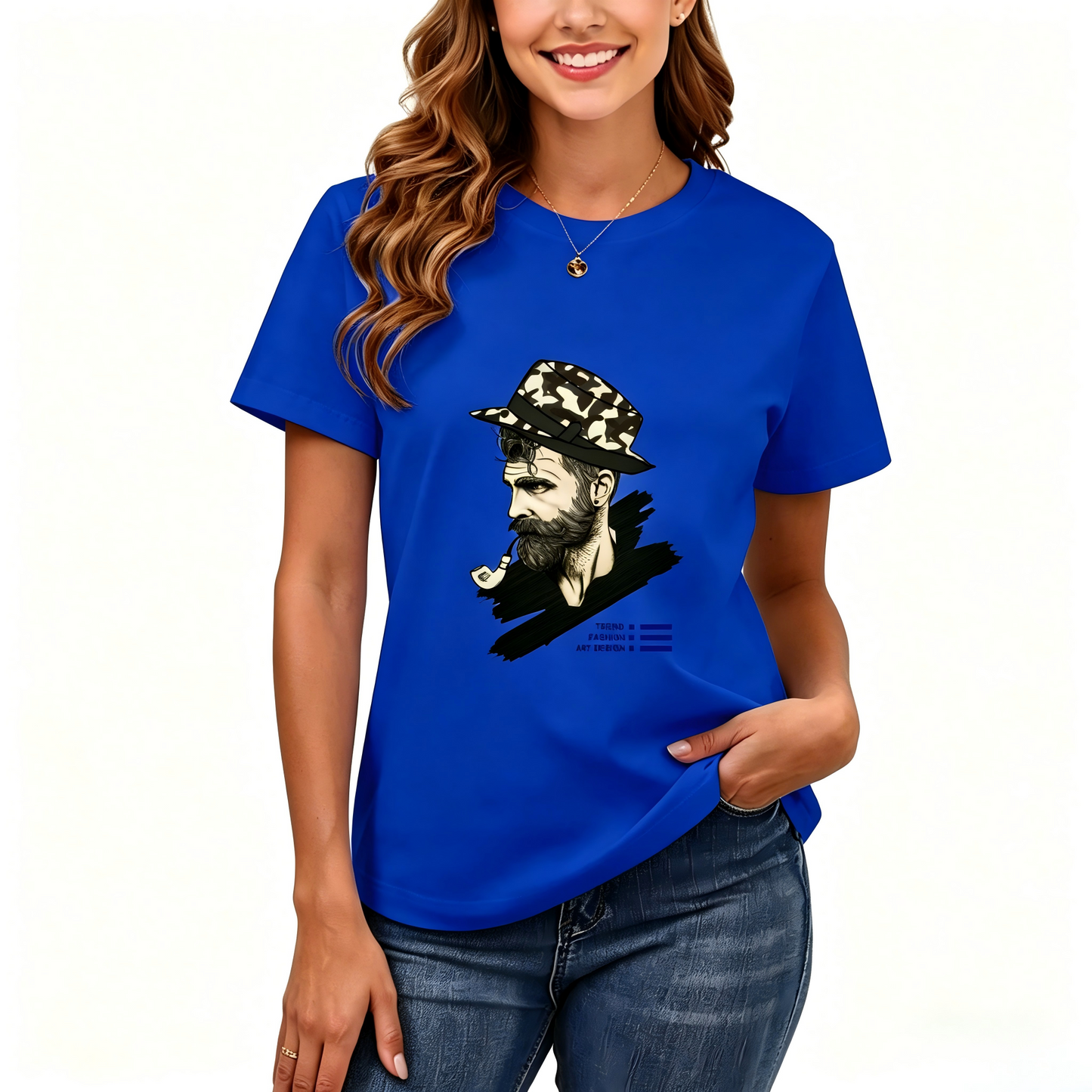 Women's Loose Fit Printed T-shirt | 200GSM Soft Breathable Cotton, Trendy Pattern for Daily & Outdoor Use 128