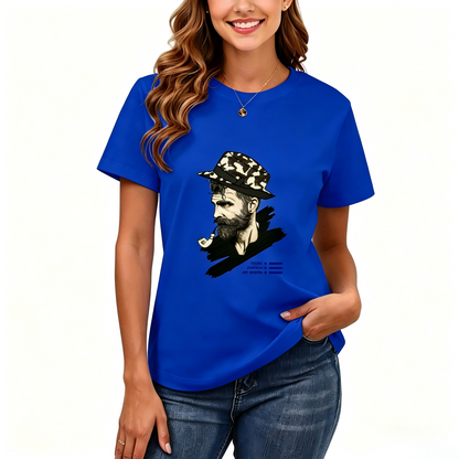 Women's Loose Fit Printed T-shirt | 200GSM Soft Breathable Cotton, Trendy Pattern for Daily & Outdoor Use 128