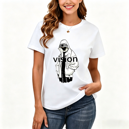 Women's Loose Fit Printed T-shirt | 200GSM Soft Breathable Cotton, Trendy Pattern for Daily & Outdoor Use 125