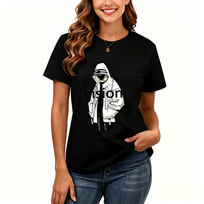 Women's Loose Fit Printed T-shirt | 200GSM Soft Breathable Cotton, Trendy Pattern for Daily & Outdoor Use 125