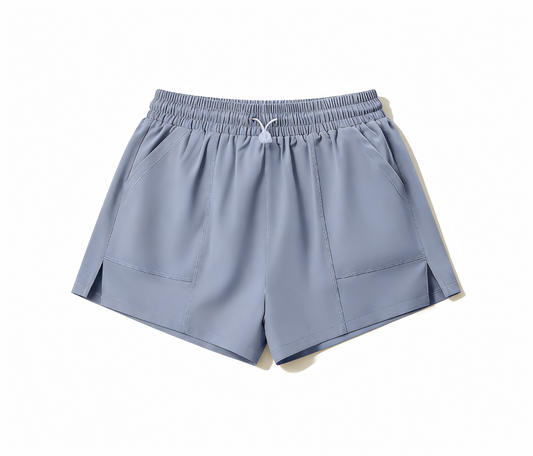 Women's Loose Buckle Sports Shorts, Anti-Exposure 3-Inch Shorts, Thin Yoga Fitness Pants with Pockets