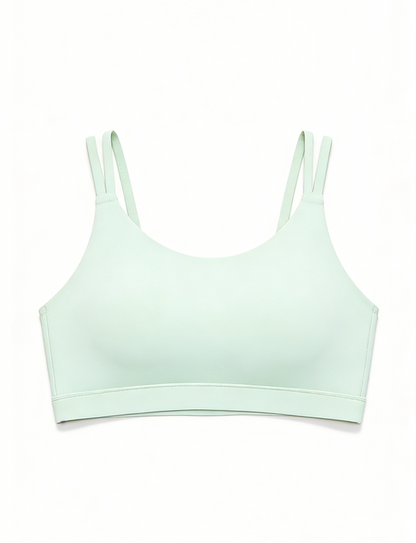Peach Shoulder Thin-Strap Yoga Sports Bra, High Elastic U-Shaped Shockproof, Push-Up & Beauty Back Integrated Yoga Bra