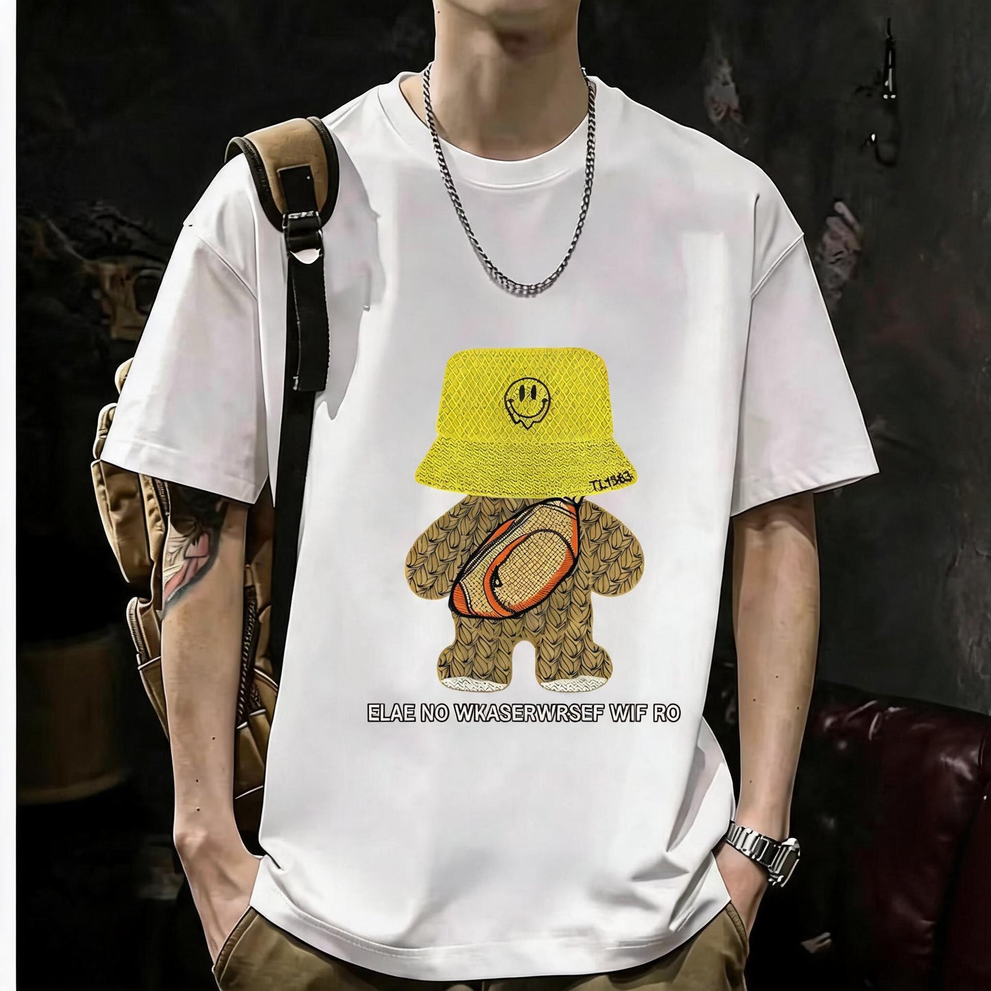 Unisex Casual Short Sleeve | 200GSM Heavyweight Cotton Printed Crew Neck Tee 049