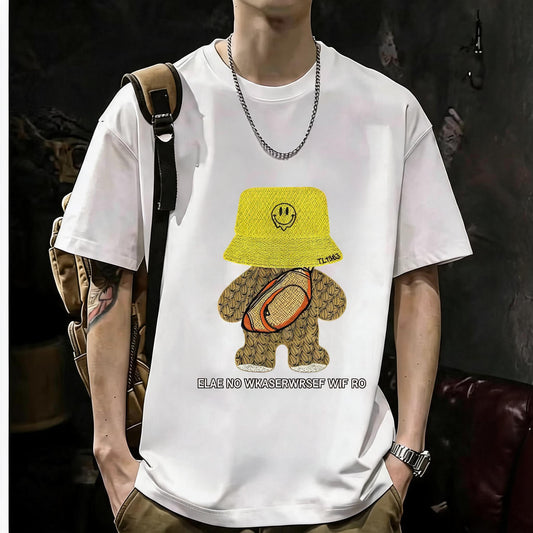 Unisex Casual Short Sleeve | 200GSM Heavyweight Cotton Printed Crew Neck Tee 049