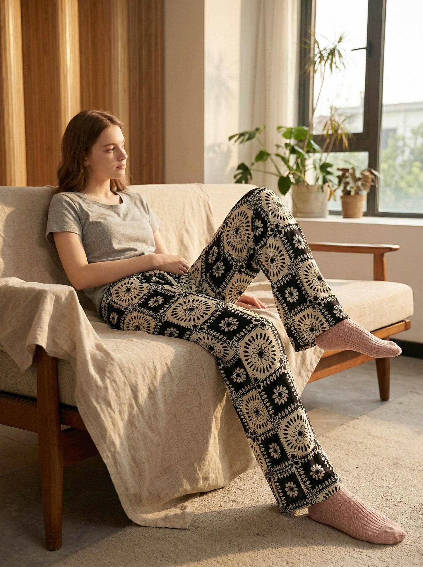 Unisex 3-Pack Loungewear Pants | Elastic Waist, Full Length, Loose Oversized Fit