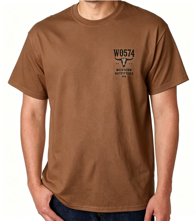 Men’s Custom Vintage Graphic Print Short Sleeve T-Shirt, Coffee Brown & Apricot Brown Retro Casual Basic Tee