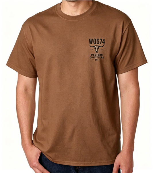 Men’s Custom Vintage Graphic Print Short Sleeve T-Shirt, Coffee Brown & Apricot Brown Retro Casual Basic Tee