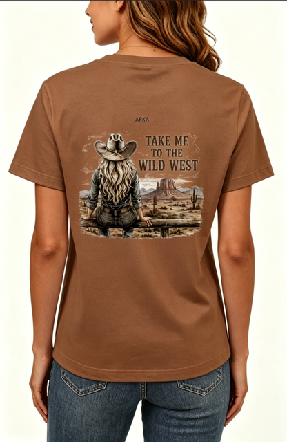 Women’s Custom Vintage Graphic Print Short Sleeve T-Shirt, Light Brown & Creamy Apricot Retro Casual Basic Tee