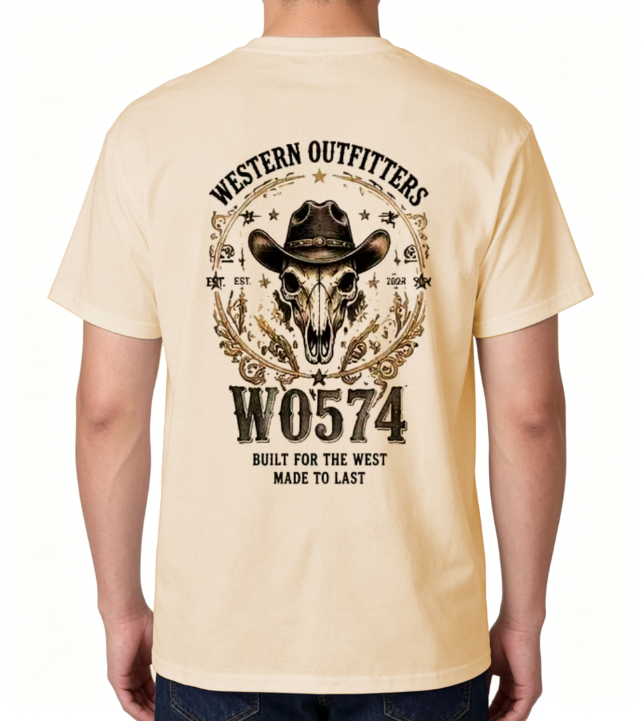Men’s Custom Vintage Graphic Print Short Sleeve T-Shirt, Coffee Brown & Apricot Brown Retro Casual Basic Tee
