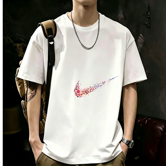 Unisex Casual Short Sleeve | 200GSM Heavyweight Cotton Printed Crew Neck Tee 077