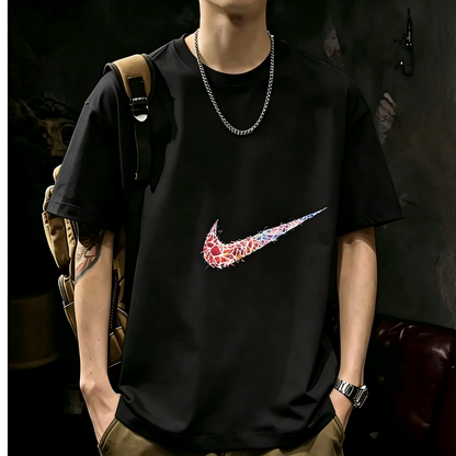 Unisex Casual Short Sleeve | 200GSM Heavyweight Cotton Printed Crew Neck Tee 077