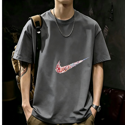 Unisex Casual Short Sleeve | 200GSM Heavyweight Cotton Printed Crew Neck Tee 077