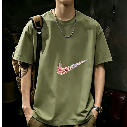 Unisex Casual Short Sleeve | 200GSM Heavyweight Cotton Printed Crew Neck Tee 077