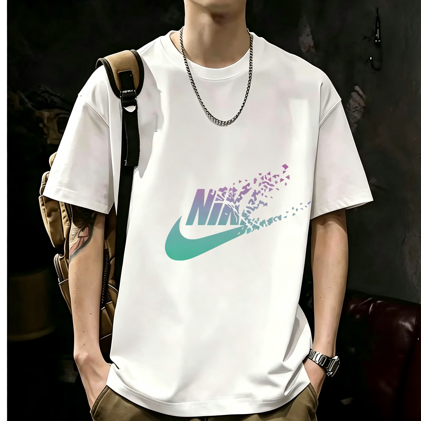 Unisex Casual Short Sleeve | 200GSM Heavyweight Cotton Printed Crew Neck Tee 078