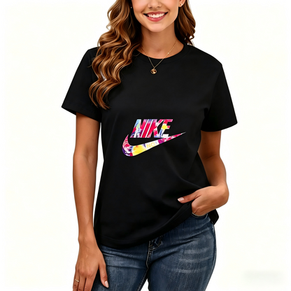 Women's Loose Fit Printed T-shirt | 200GSM Soft Breathable Cotton, Trendy Pattern for Daily & Outdoor Use 130