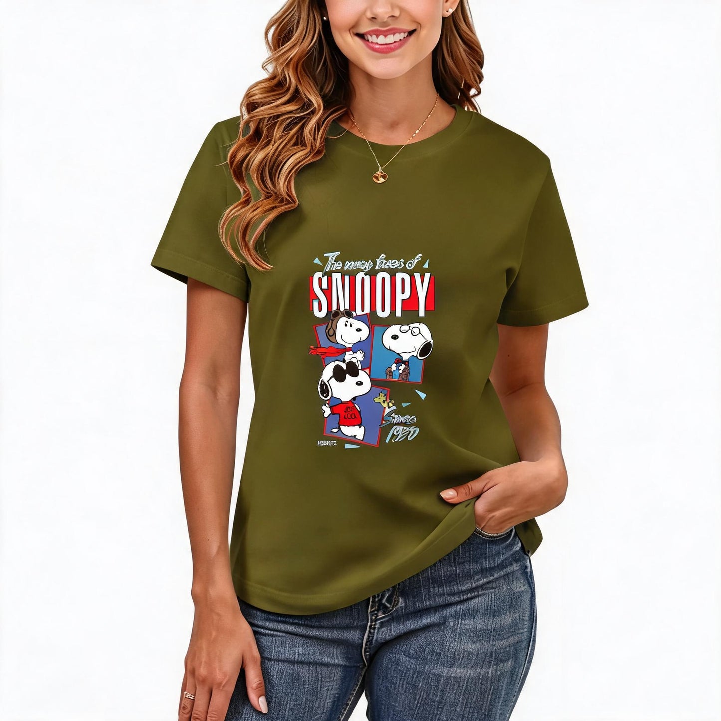 200GSM Women Premium Pure Cotton Graphic Print T Shirt Casual Crew Neck Short Sleeve Fashion Printed Ladies Daily Tops 098