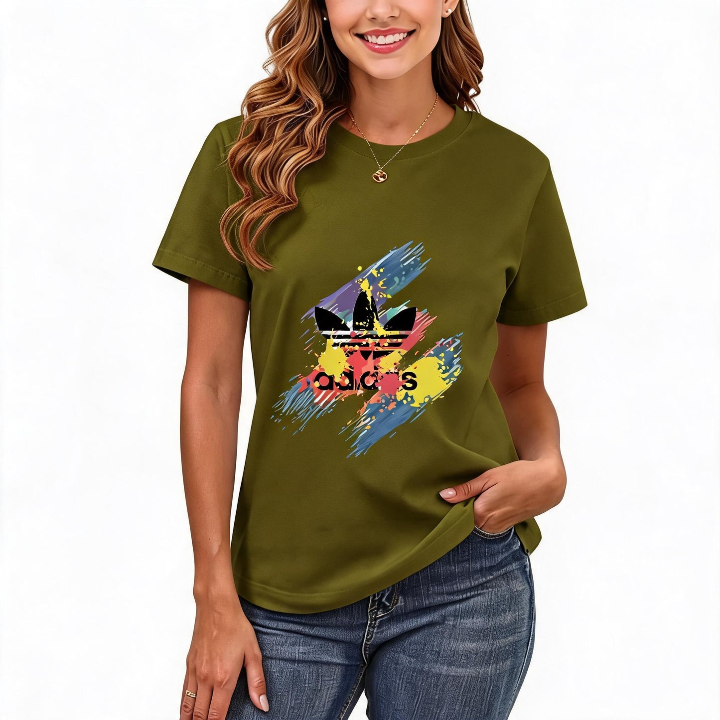 Women's Loose Fit Printed T-shirt | 200GSM Soft Breathable Cotton, Trendy Pattern for Daily & Outdoor Use 120