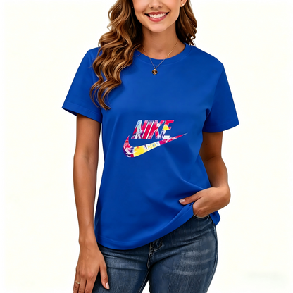 Women's Loose Fit Printed T-shirt | 200GSM Soft Breathable Cotton, Trendy Pattern for Daily & Outdoor Use 130