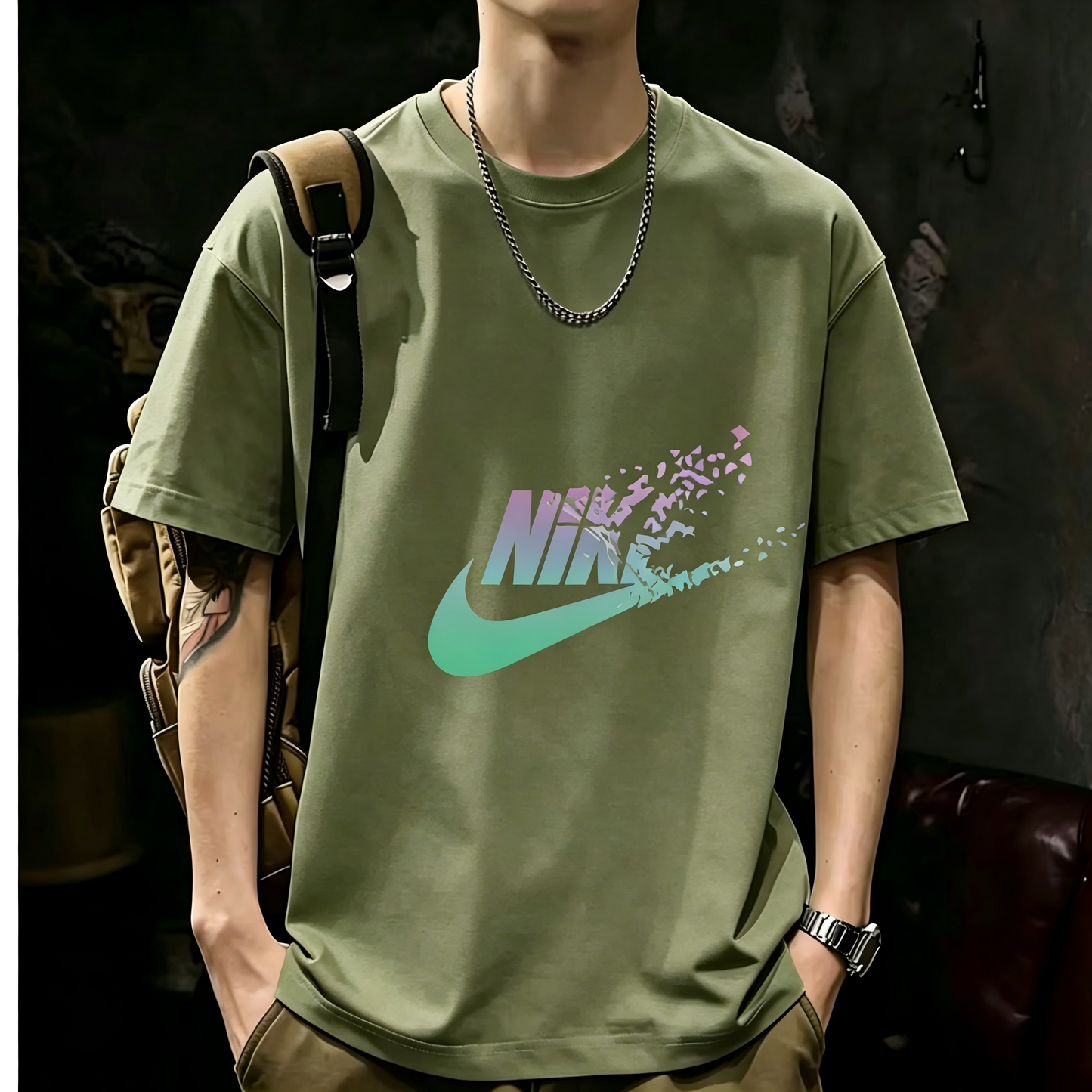 Unisex Casual Short Sleeve | 200GSM Heavyweight Cotton Printed Crew Neck Tee 078