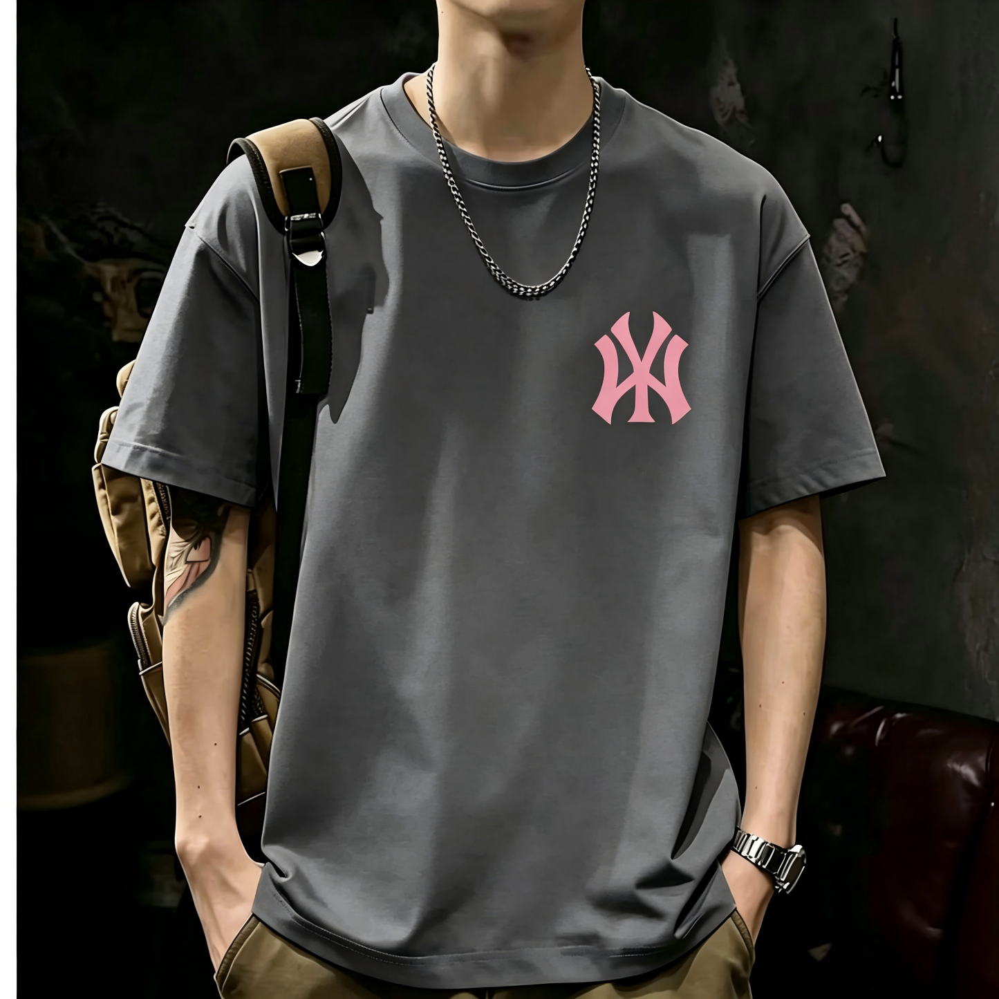 Unisex Casual Short Sleeve | 200GSM Heavyweight Cotton Printed Crew Neck Tee 073