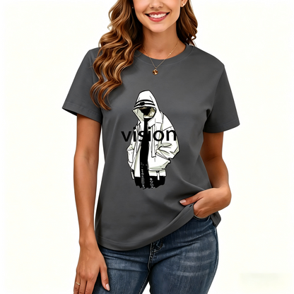 Women's Loose Fit Printed T-shirt | 200GSM Soft Breathable Cotton, Trendy Pattern for Daily & Outdoor Use 125