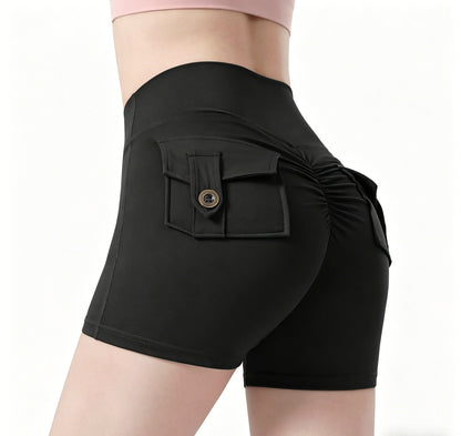 High-Waist Pocket Yoga Shorts, Breathable Butt-Lifting Sports Shorts, Soft Close-Fitting for Yoga and Workout