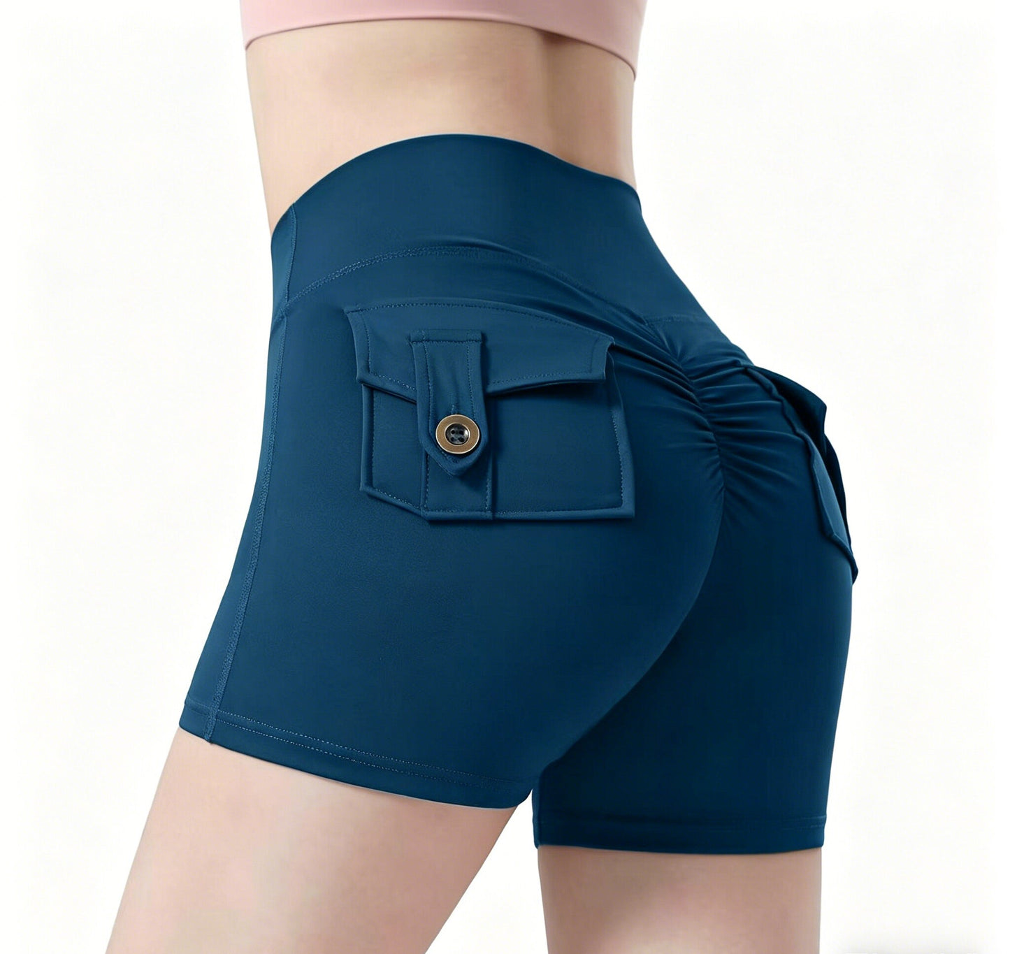 High-Waist Pocket Yoga Shorts, Breathable Butt-Lifting Sports Shorts, Soft Close-Fitting for Yoga and Workout