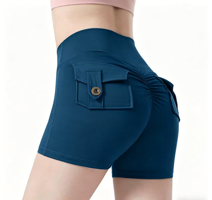 High-Waist Pocket Yoga Shorts, Breathable Butt-Lifting Sports Shorts, Soft Close-Fitting for Yoga and Workout