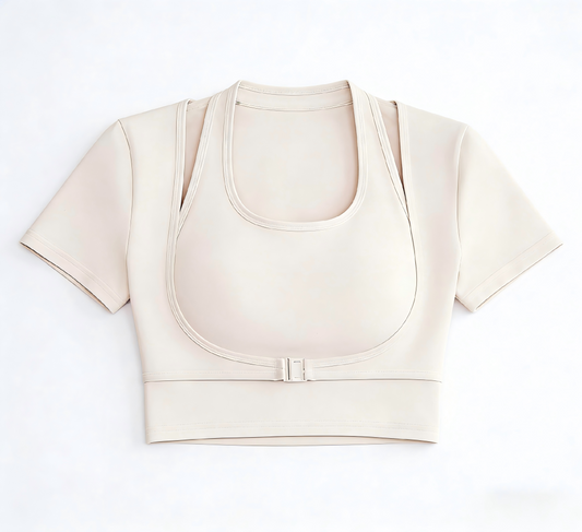 Women's Halter Neck Yoga Short Sleeve – Built-in Bra, Slim Fit Sports Top for Workout & Fitness