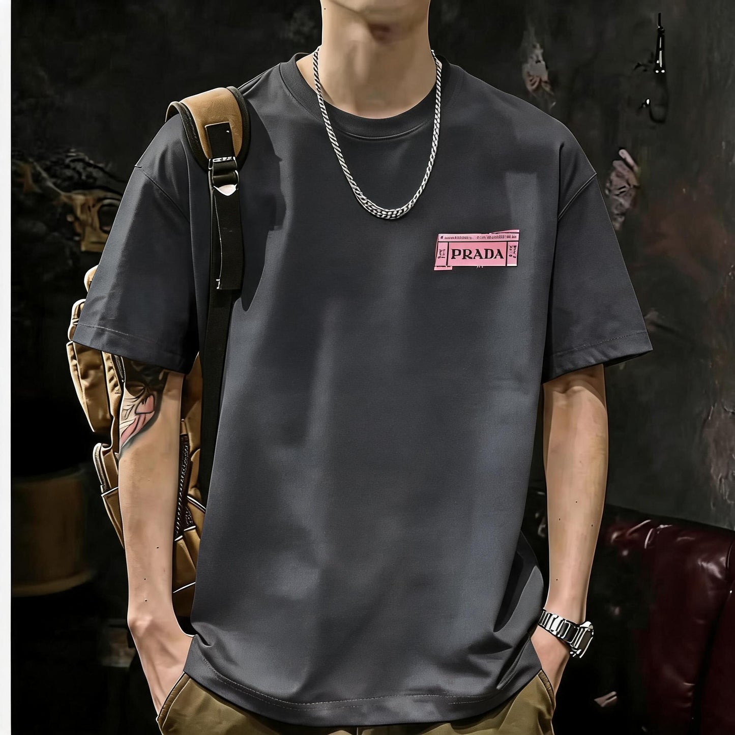 Unisex Casual Short Sleeve | 200GSM Heavyweight Cotton Printed Crew Neck Tee 068