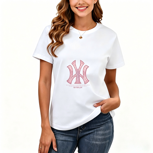 Women's Loose Fit Printed T-shirt | 200GSM Soft Breathable Cotton, Trendy Pattern for Daily & Outdoor Use 131