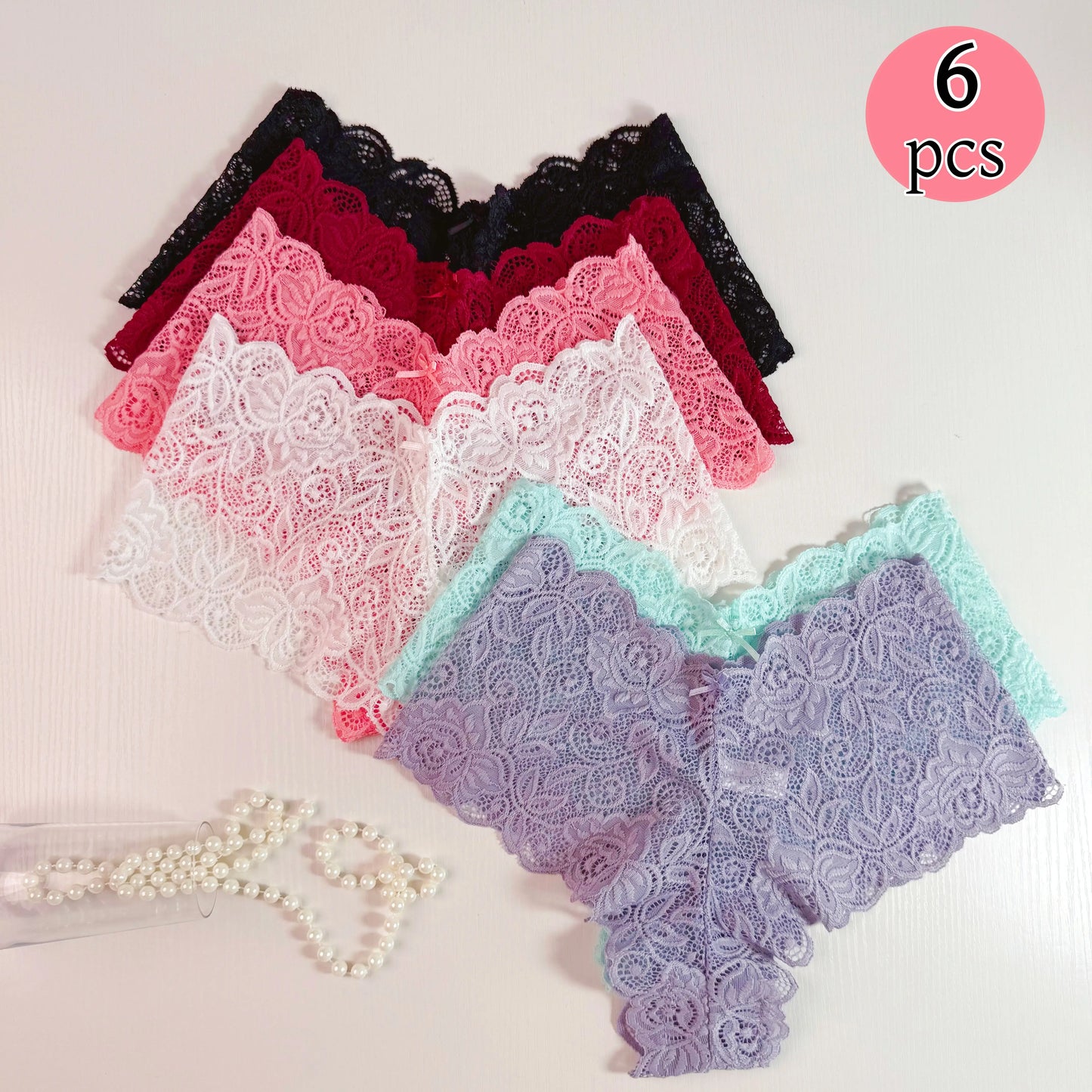Women’s Cotton Bikini Panties Multipack, Lace Trim Bow Detail Soft Breathable Underwear for Daily & Bridal Wear, 6–18 Pack