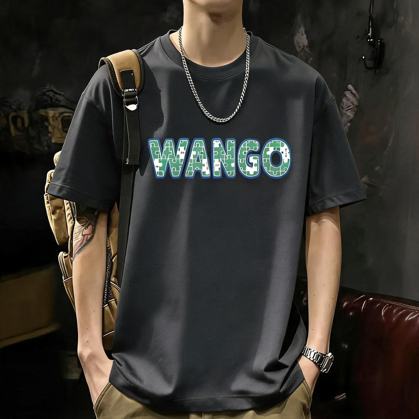 Unisex Casual Short Sleeve | 200GSM Heavyweight Cotton Printed Crew Neck Tee 065