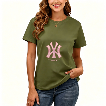 Women's Loose Fit Printed T-shirt | 200GSM Soft Breathable Cotton, Trendy Pattern for Daily & Outdoor Use 131