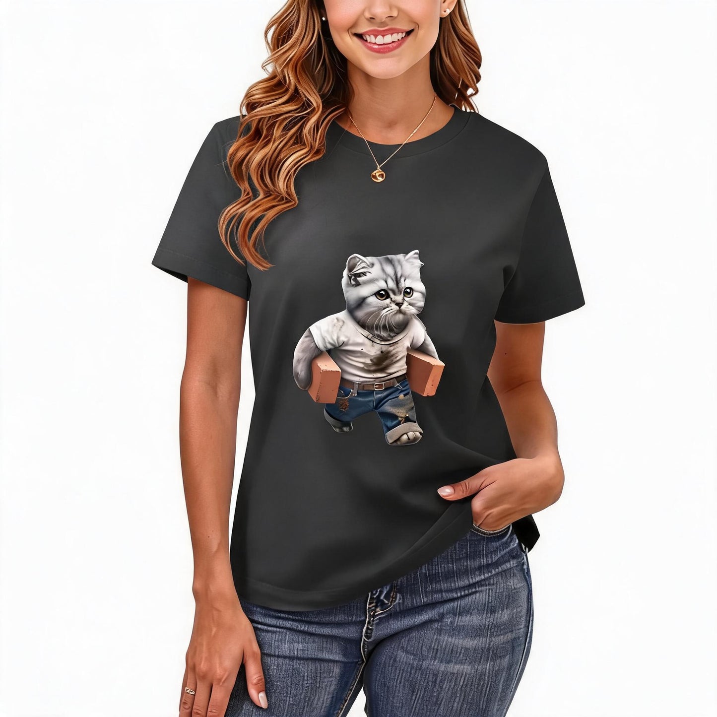 Women's Loose Fit Printed T-shirt | 200GSM Soft Breathable Cotton, Trendy Pattern for Daily & Outdoor Use 117