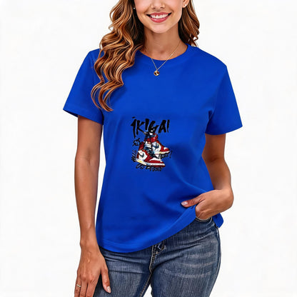 Women's Loose Fit Printed T-shirt | 200GSM Soft Breathable Cotton, Trendy Pattern for Daily & Outdoor Use 123