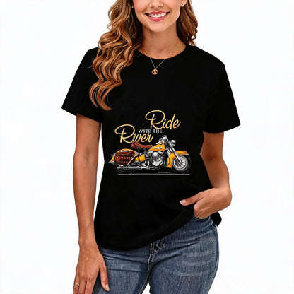 Women's Loose Fit Printed T-shirt | 200GSM Soft Breathable Cotton, Trendy Pattern for Daily & Outdoor Use 118