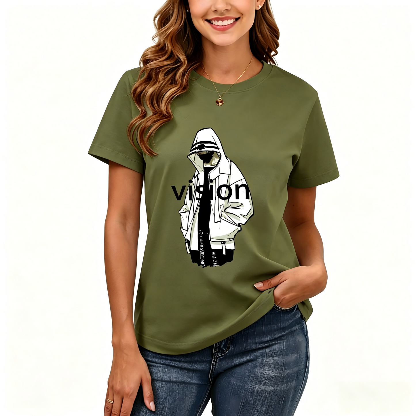 Women's Loose Fit Printed T-shirt | 200GSM Soft Breathable Cotton, Trendy Pattern for Daily & Outdoor Use 125