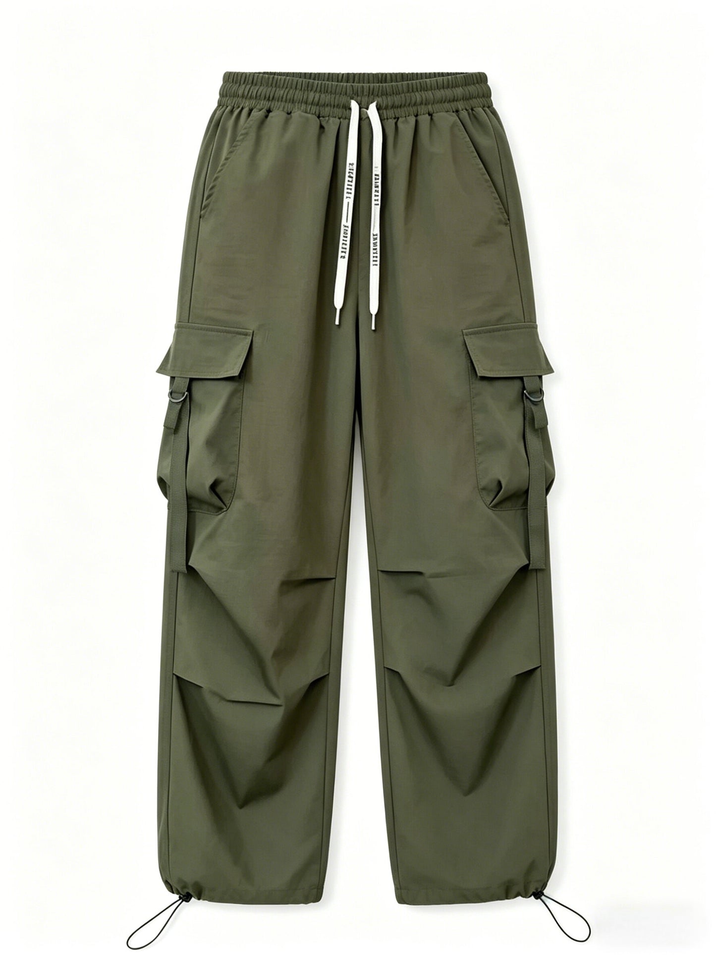 Women's Spring & Summer High-Waisted Cargo Pants, Quick-Dry Drawstring Wide Leg, Street Style Casual Loose Trousers