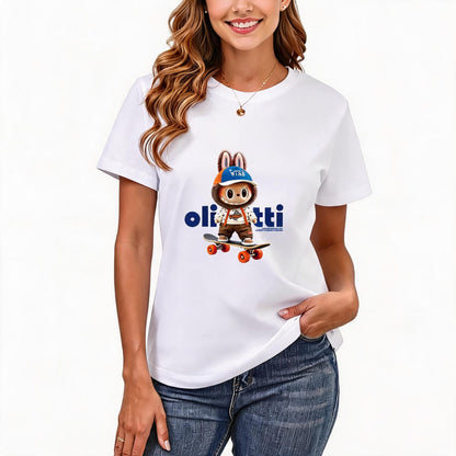 200GSM Women Premium Pure Cotton Graphic Print T Shirt Casual Crew Neck Short Sleeve Fashion Printed Ladies Daily Tops 094