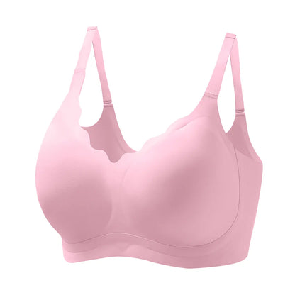 Vrcomfy Women’s Wireless Seamless T-Shirt Bra, Full Coverage Plunge Soft Comfort Everyday Bra, Plus Size Friendly Minimalist Intimates