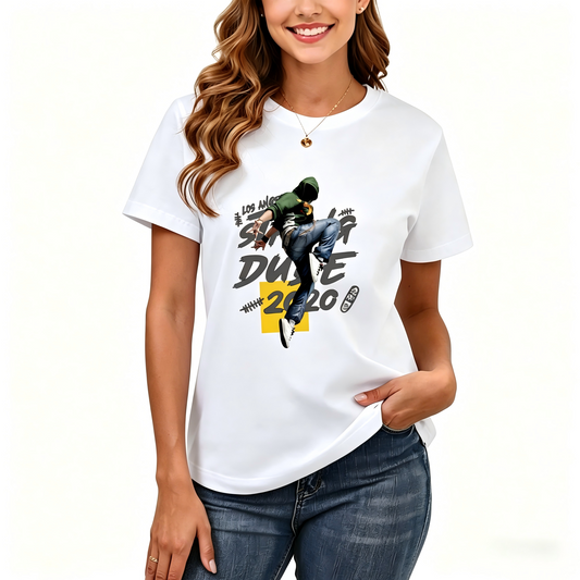 Women's Loose Fit Printed T-shirt | 200GSM Soft Breathable Cotton, Trendy Pattern for Daily & Outdoor Use 133