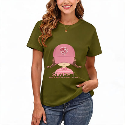 Women's Loose Fit Printed T-shirt | 200GSM Soft Breathable Cotton, Trendy Pattern for Daily & Outdoor Use 115