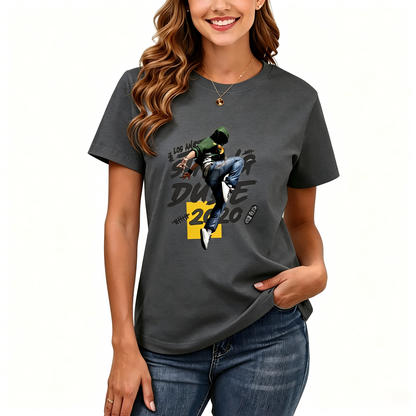 Women's Loose Fit Printed T-shirt | 200GSM Soft Breathable Cotton, Trendy Pattern for Daily & Outdoor Use 133