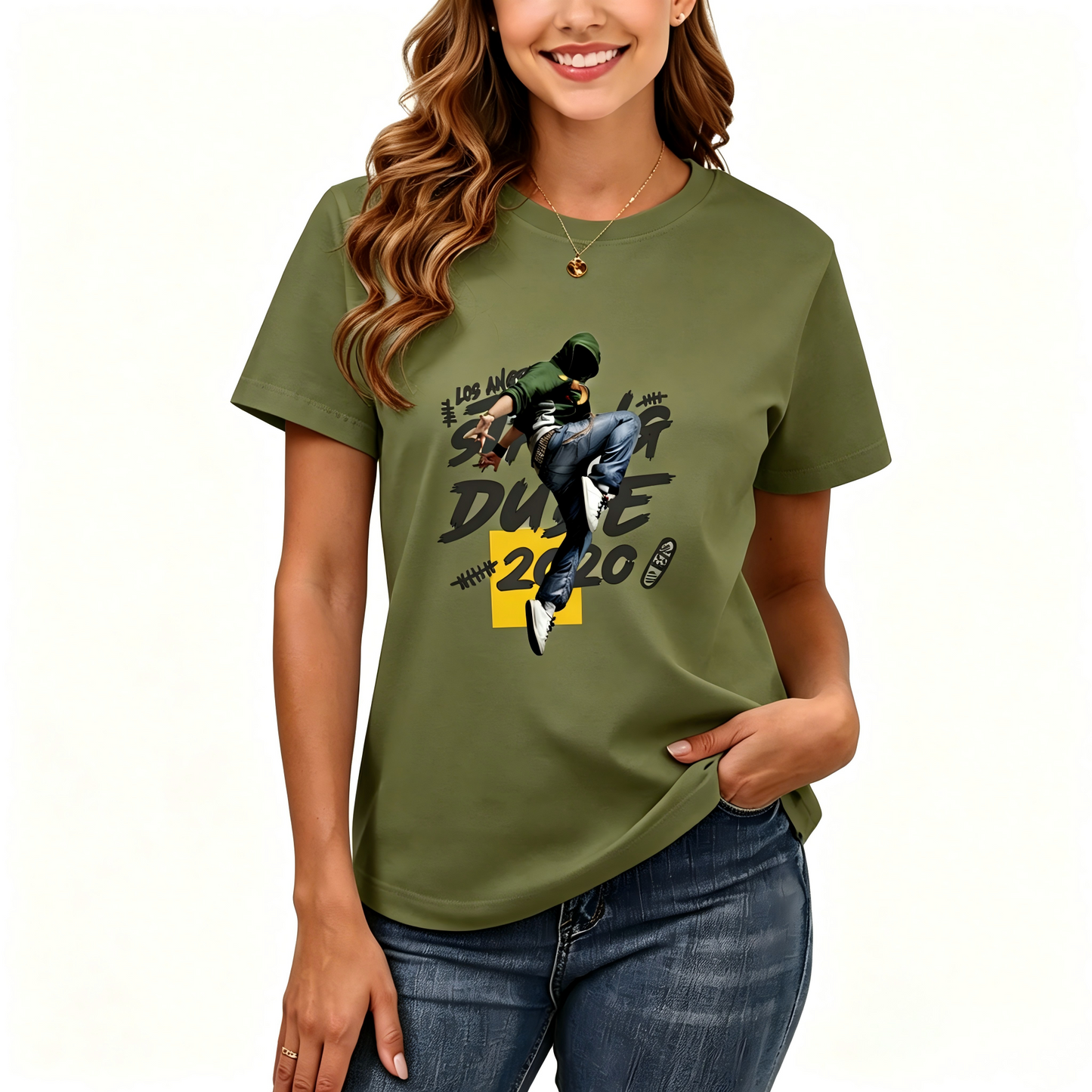Women's Loose Fit Printed T-shirt | 200GSM Soft Breathable Cotton, Trendy Pattern for Daily & Outdoor Use 133