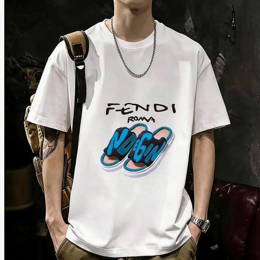 200GSM Heavyweight Printed Cotton Crew Neck T-Shirt | Unisex Basic Casual Tee 054